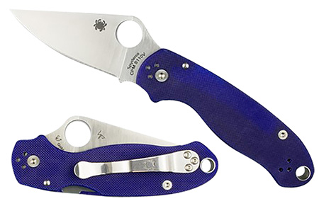 Spyderco C223GPDBL Para 3  2.95" Folding Plain Satin CPM S110V Blade/Dark Blue Textured G10 Handle Includes Pocket Clip