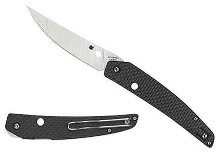 Spyderco C242CFP Ikuchi  3.26" Folding Plain CPM S30V SS Blade/Black Textured Carbon Fiber/G10 Handle Includes Pocket Clip