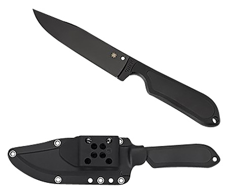 Spyderco FB04PBB Street Bowie  5.05" Fixed Clip Point Plain Black DLC VG-10 SS Blade/Black Textured FRN Handle Includes Sheath w/G-Clip