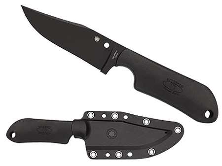 Spyderco FB15PBBK Street Beat  3.51" Fixed Bowie Plain Black DLC VG-10 SS Blade/Black Textured FRN Handle