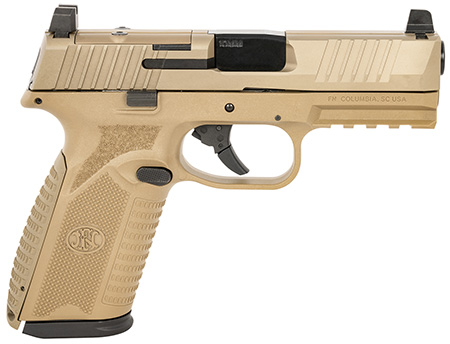 FN 66101380 510 MRD Full Size 10mm Auto 15+1, 4.10" Black Target Crown Steel Barrel, Flat Dark Earth PVD Optic Cut/Serrated Steel Slide  &  Polymer Frame w/Picatinny Rail, Ambidextrous