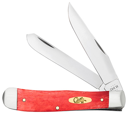 Case 10760 Dark Red Bone Trapper Folding Clip Point/Spey Plain Mirror Polished Tru-Sharp SS Blade/Smooth Dark Red/Pinched Bolsters Bone/SS Handle