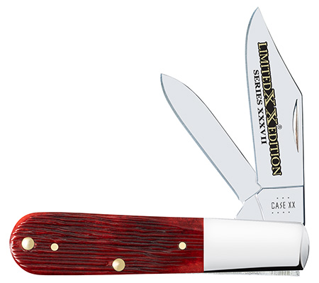 Case 12214 Barlow Limited Edition XXXVII Folding Clip Point/Pen Plain Mirror Polished w/Engraving Tru-Sharp SS Blade, Jigged Old Red Bone/SS Handle