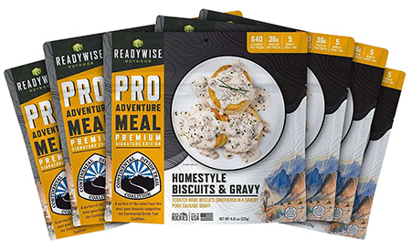 ReadyWise RW05190 Outdoor Food Kit Homestyle Biscuits  &  Gravy 2 Servings Per Pouch, 6 Per Case