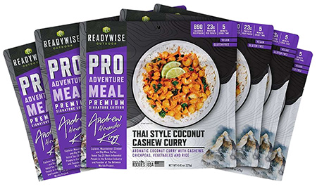 Wise Foods RW05193 Outdoor Food Kit Thai Coconut Cashew Curry 2 Servings Per Pouch, 6 Per Case