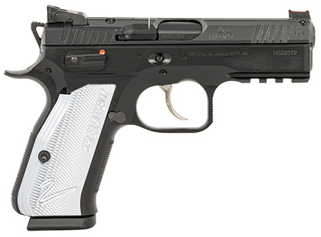 CZ-USA 91252 Shadow 2  Compact Frame 9mm Luger 15+1, 4" Black Steel Barrel, Black Nitride Serrated Steel Slide, Black Steel Frame w/Beavertail  &  Picatinny Rail, Ambidextrous