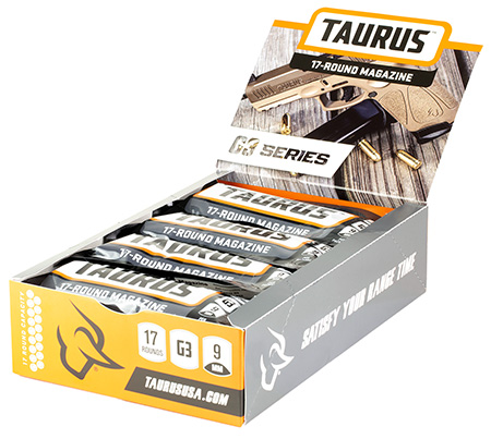 Taurus 389000902 G3 Magazine Pop Display 17rd 9mmLuger Black Steel w/ Polymer Base Plate (12 Mags)