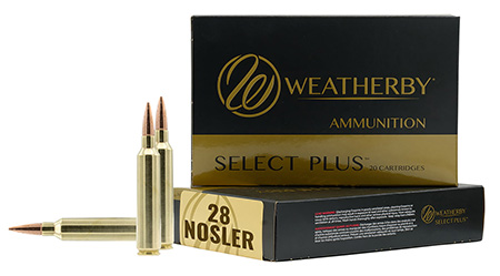 Weatherby F28NOS150SCO Select Plus  28Nosler 150gr Swift Scirocco 20 Per Box/10 Case