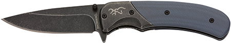 Browning 3220365 The Range  EDC Compact 2.75" Folding Drop Point, Plain Black Oxide Stonewashed 7Cr17MoV SS Blade, Black/Blue Aluminum/G10 Handle