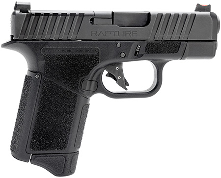 Gforce Arms GF932512 Rapture  Sub-Compact 9mm Luger 12+1 3.25" Black Steel Barrel, Black Optic Cut/Serrated Slide, Polymer Frame, Black Textured Grip