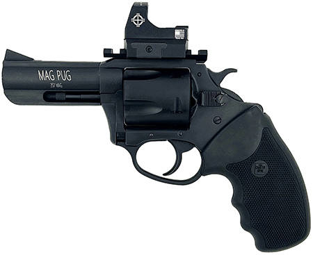 Charter Arms 13535 Mag Pug  Large 357 Mag 5 Shot, 3" Black Passivate Steel Barrel  &  Cylinder, Black Passivate Steel w/Picatinny Rail Frame. Black Combat Rubber Grip, Includes Micro Optic