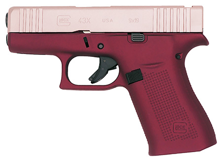 Glock PX4350204FRMOSHH G43X MOS Sub-Compact 9mm Luger 10+1 3.41" Black GMB Barre Pink Cerakote MOS Cut/Serrated Steel Slid Happy Hour Cerakote Polymer Frame w/Beavertail  &  Picatinny Rail Ambidextrous