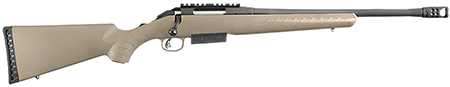Ruger 16950 American Ranch  Full Size 450 Bushmaster 3+1 16.12" Matte Black Threaded Barrel, Matte Black Picatinny Rail Steel Receiver, Flat Dark Earth Fixed Synthetic Stock, Right Hand