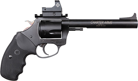 Charter Arms 63565 Mastiff Target Large Frame 357 Mag 5 Shot, 6" Black Nitride Stainless Steel Barrel, Cylinder  &  Frame, Black Rubber Grip, Sightmark Micro Optic, Exposed Hammer