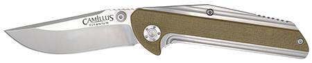 Camillus 19195 Sevens  2.75" Folding Plain Silver AUS-8 Carbonitride Titanium Blade, Desert Tan/SS G10/SS Handle