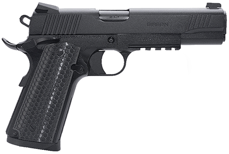 Girsan 392061 MC1911 S Untouchable Full Size Frame 9mm Luger 9+1 5" Black Steel Barrel, Black Serrated Steel Slide  &  Frame w/Beavertail  &  Picatinny Rail, Black Polymer Grip