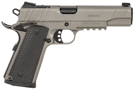 Girsan 391147 MC1911 S Influencer Full Size 45 ACP 8+1 5" Black Steel Barrel, Tungsten Gray Cerakote Optic Ready/Serrated Steel Slide  &  Frame w/Picatinny Rail  &  Beavertail, Gray Polymer Grip