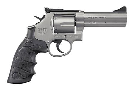 SAR USA SARSR38ST4 SAR SR  357 Mag/38 Special 6 Shot 4" Stainless Steel Barrel  &  Cylinder, Stainless Steel Frame, Black Finger Grooved Grip, Drop Safety/Hammer Block Safety, Exposed Hammer