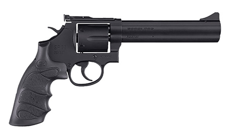 SAR USA SARSR38BL6 SAR SR  357 Mag/38 Special 6 Shot 6" Black Steel Barrel  &  Cylinder, Black Steel Frame, Black Finger Grooved Grip, Drop Safety/Hammer Block Safety, Exposed Hammer