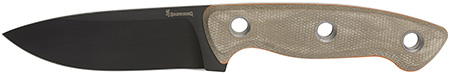 Browning 3220508B Desolation  Small 3.75" Fixed Modified Drop Point Plain Black Powder Coated 440C SS Blade, Tan Micarta Laminate Handle