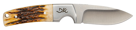 Browning 3220509B Buckmark Hunter 3" Fixed Drop Point Plain 8Cr13MoV SS Blade, Brown Jigged Ox Bone Handle, Box
