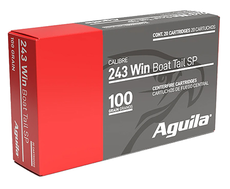 Aguila 8047AG   243Win 100gr InterLock Boat Tail Soft Point 20 Per Box/10 Case
