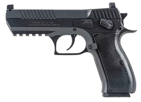 IWI US J941F9ORP Jericho 941 Full Size Frame 9mm Luger 16+1 4.40" Black Chrome Lined Steel Barrel, Black Serrated Steel Slide  &  Frame w/Beavertail  &  Picatinny Rail, Black Textured Grips