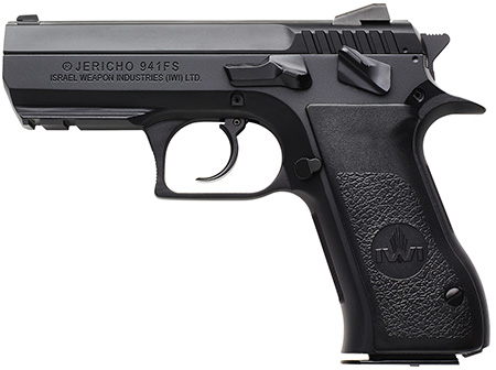 IWI US J941F910ORP Jericho 941 Full Size Frame 9mm Luger 10+1 4.40" Black Chrome Lined Steel Barrel, Black Serrated Steel Slide  &  Frame w/Beavertail  &  Picatinny Rail, Black Textured Grips
