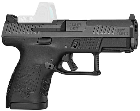 CZ-USA 91568 P-10 S  Sub-Compact Frame 9mm Luger 12+1 3.50" Black Steel Barrel, Black Nitride Optic Ready/Serrated Steel Slide, Black Polymer Frame w/Picatinny Rail