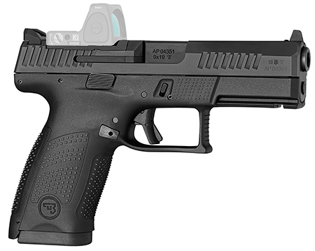 CZ-USA 01536 P-10 C  Compact Frame 9mm Luger 10+1 4.02" Black Carbon Steel Barrel, Black Nitride Optic Ready/Serrated Steel Slide, Black Polymer Frame w/Picatinny Rail, Interchangeable Backstrap Grip