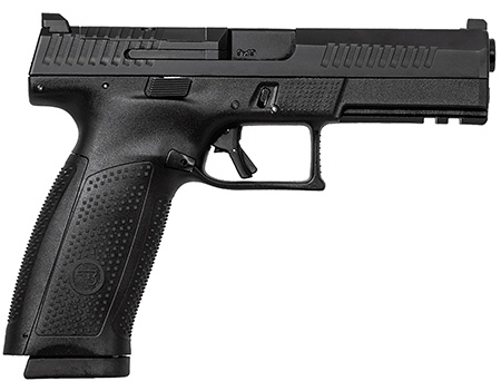 CZ-USA 01550 P-10 F  9mm Luger 10+1 5.10" Black Steel Barrel, Black Nitride Optic Ready/Serrated Steel Slide, Black Polymer Frame w/Picatinny Rail, Interchangeable Backstraps Grip, Ambidextrous