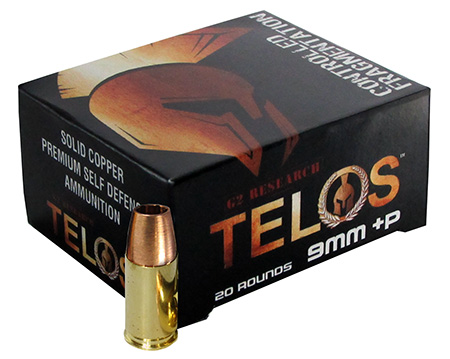 G2 Research G00619 Telos  9mmLuger+P 92gr Fracturing Copper Hollow Point 20 Per Box/25 Case