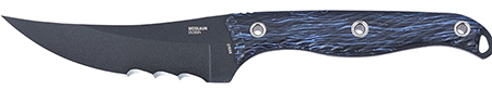 CRKT 2709B Clever Girl  4.60" Fixed Veff Serrated Black Powder Coated SK-5 Steel Blade, Blue Marbled G10 Handle