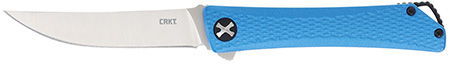 CRKT 7540 Kalbi  EDC 3.28" Folding Upswept Plain Satin 440 Acuto SS Blade, Blue Crosshatch Textured Aluminum Handle