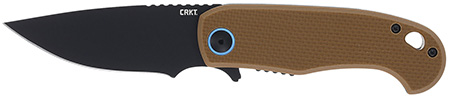 CRKT 7910 P.S.D. II 3.03" Folding Drop Point Plain Black EDP AUS-10 Blade, Coyote Tan Textured G10 Handle