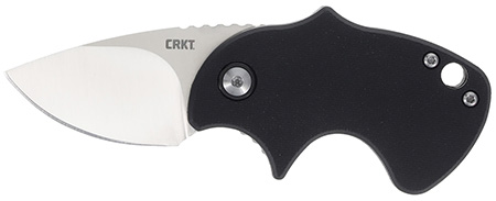 CRKT 7930 Orca  Compact 1.79" Folding Plain Satin D2 Steel Blade, Black GRN Handle