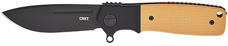 CRKT K245BKP Homefront Compact 2.91" Folding Plain Black DLC S35VN SS Blade, Black/Tan G10 Handle