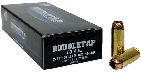 DoubleTap Ammunition 50AE275X DT Lead Free  50AE 275gr 20 Per Box/25 Case
