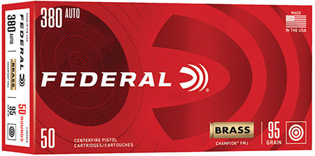 Federal C38095A Champion  380ACP 95gr Full Metal Jacket 50 Per Box/20 Case