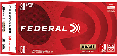 Federal C38130A Champion  38Special 130gr Full Metal Jacket 50 Per Box/20 Case