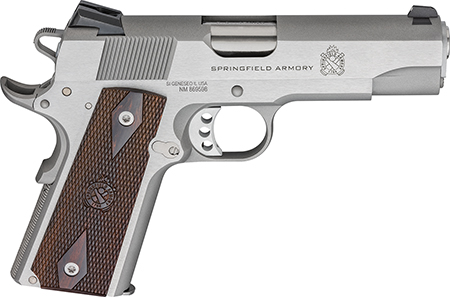 Springfield Armory PX9418S 1911 Garrison 45 ACP 7+1 4.25" Stainless Match Grade Barrel, Serrated Stainless Steel Slide  &  Frame w/Beavertail, Thinline Wood Grip