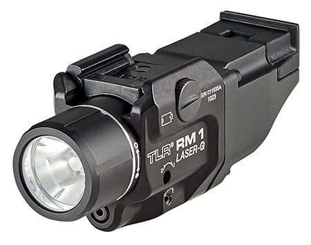 Streamlight 69444 TLR-1 RM w/Laser Black Anodized Aluminum, 500 Lumens White LED Bulb/Green Laser, 210 Meters Beam, Picatinny Rail Mount