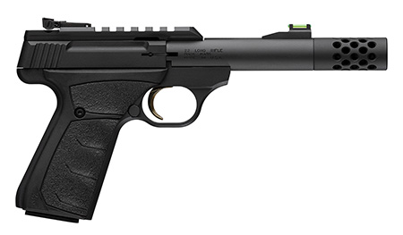 Browning 051594490 Buck Mark Micro Bull SR 22 LR 10+1 4" Matte Black Threaded Bull Barrel, Matte Black Optic Ready/Serrated Slide, Matte Black Aluminum Frame, Picatinny Rail, Black Overmolded URX Grip