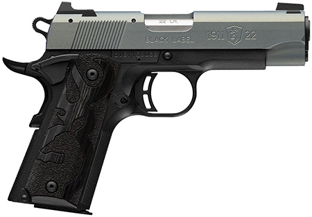 Browning 051060490 1911 Black Label Compact Frame 22 LR 10+1 3.63" Matte Stainless Steel Barrel, Northern Lights Cerakote Serrated Aluminum Slide, Matte Black Polymer Frame, Black Polymer Grip