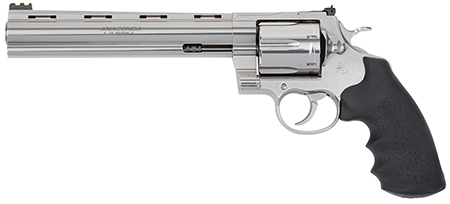 Colt Mfg ANACONDASP8RFT Anaconda Target 44 Mag 6rd 8" Stainless Vent Rib Barrel, Stainless Steel Frame Black  &  Rubber Grip