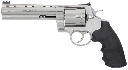 Colt Mfg ANACONDASP6RFT Anaconda Target 44 Mag 6rd 6" Stainless Vent Rib Barrel, Cylinder  &  Stainless Stainless Steel Frame, Black Rubber Grip
