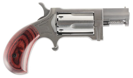North American Arms SW Sidewinder  22 WMR 5 Shot 1.50" Stainless Steel Barrel, Frame  &  Cylinder, Rosewood Birdshead Grip Exposed Hammer