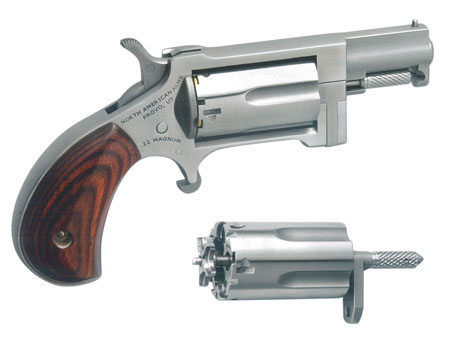 North American Arms SWC Sidewinder Conversion 22 LR/22 WMR 5 Shot 1.50" Stainless Steel Barrel, Frame  &  Cylinder, Rosewood Birdshead Grip, Exposed Hammer