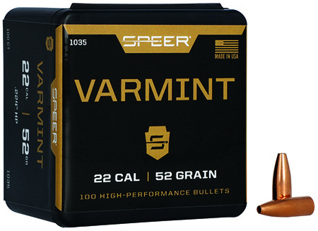 Speer 1035 Varmint  22Cal 52gr Hollow Point 100 Per Box/5 Case