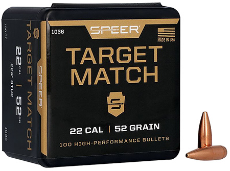 Speer 1036 Rifle Plinking Target Match .224 52 gr Hollow Point Boat Tail